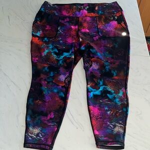 Torrid Blue stars Active Leggings 4 galaxy space pockets pants sport clouds
